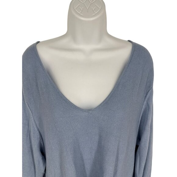 J. Jill Womens Light Blue V-Neck Long Sleeve Lightweight Sweater Tunic Size XL - Picture 2 of 8